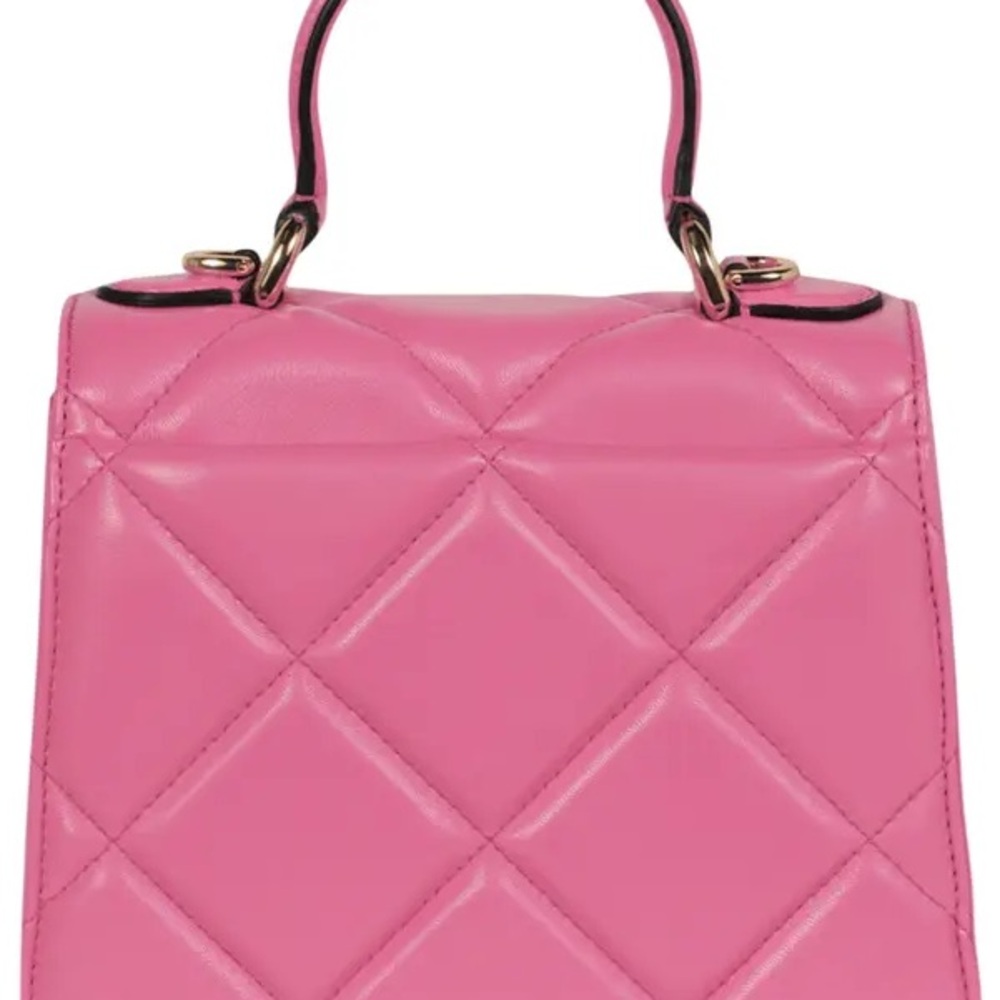 Moschino Quilted Pink Lamb Leather Bag with Gold Hearts - Picture 2 of 3